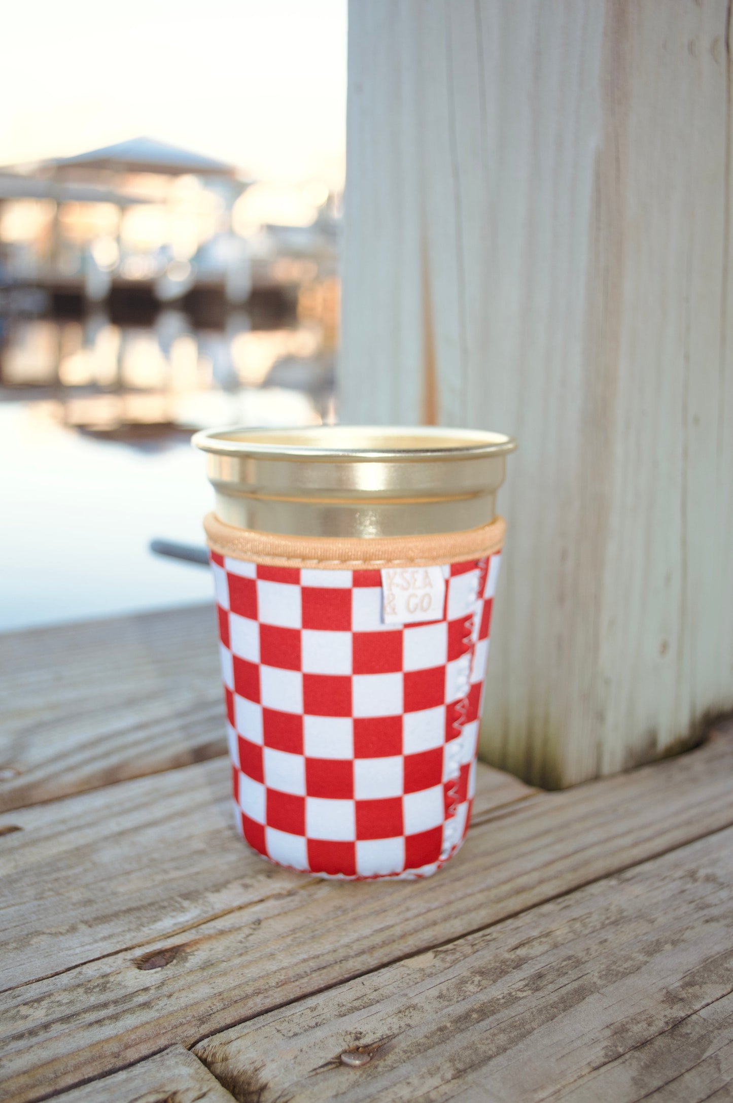 Red Checker Iced Coffee Drink Sleeve