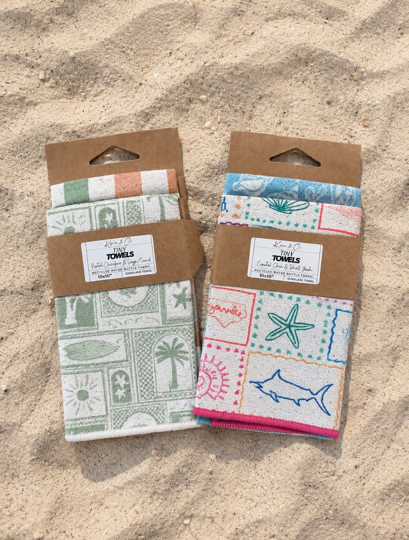Pastel Checker/Sage & Sand Tiny Towel - Eco-Friendly