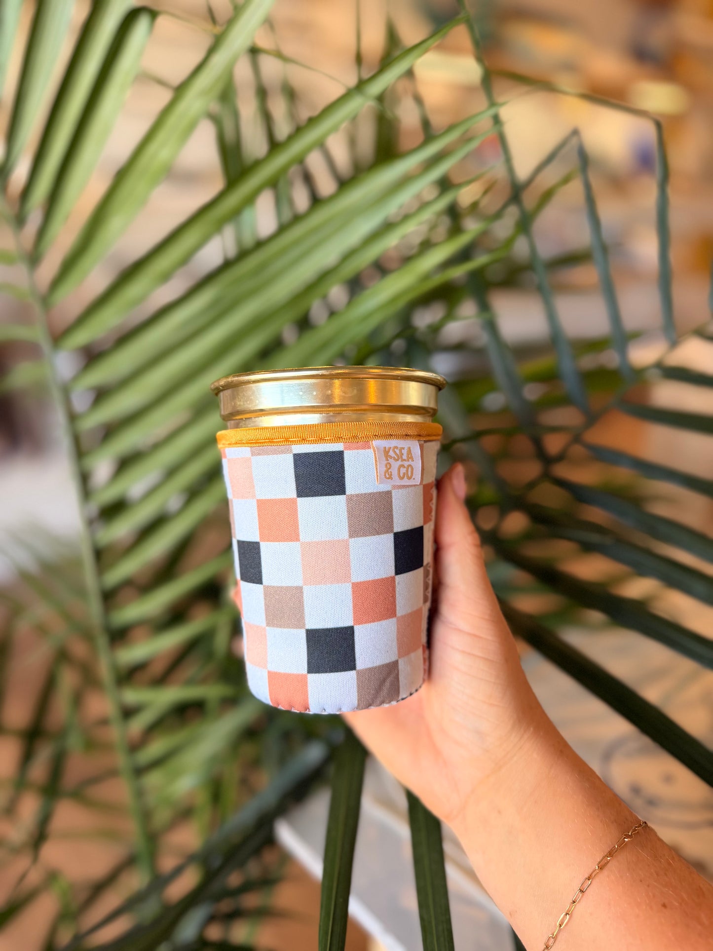 Spooky Checker Iced Coffee Drink Sleeve