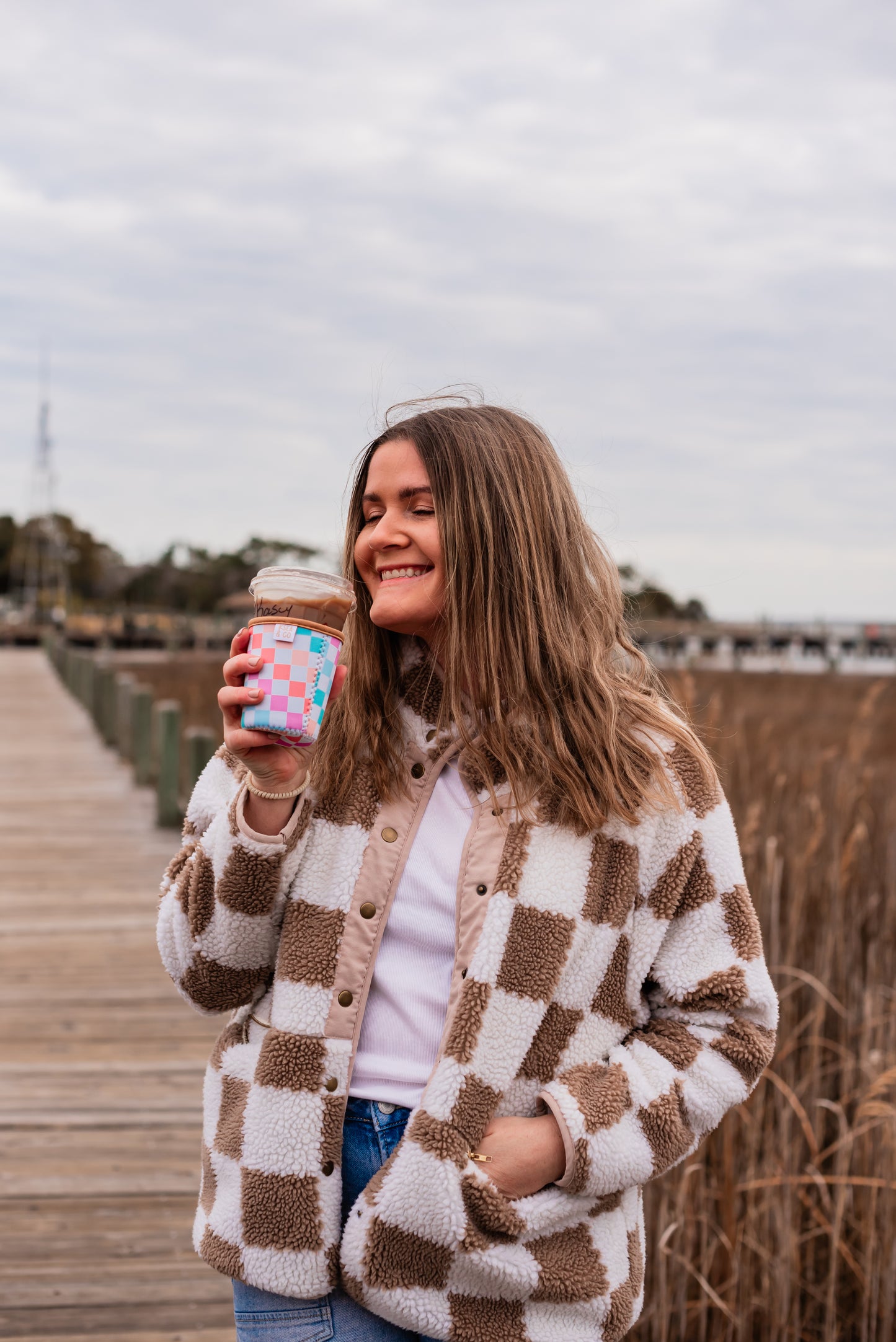 Checker Iced Coffee Drink Sleeve