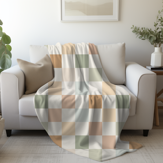Pastel Checker Throw Blanket