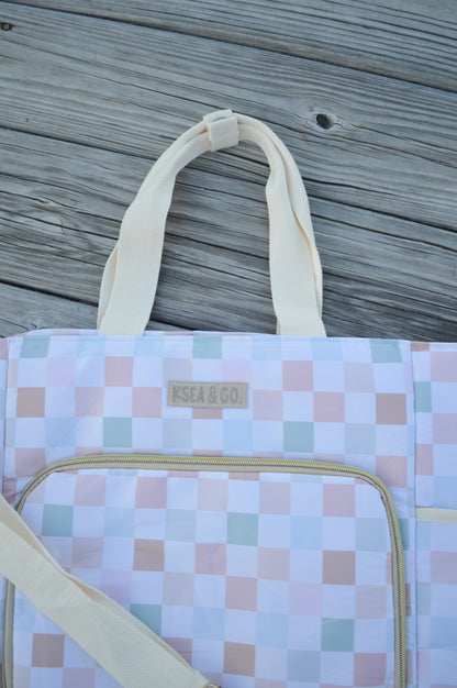 Pastel Checker Cooler Tote Bag