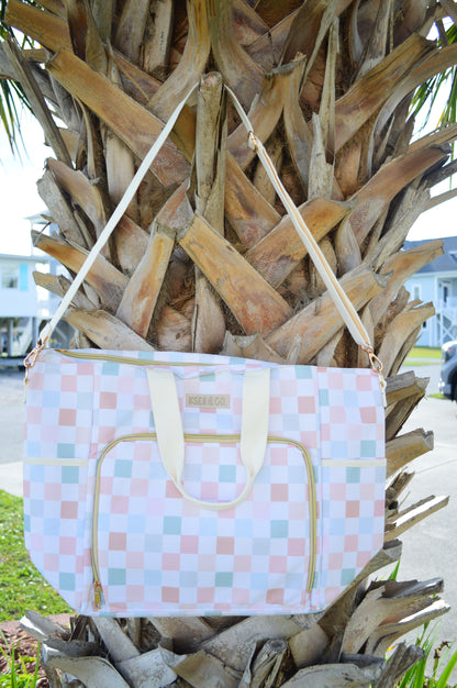 Pastel Checker Cooler Tote Bag