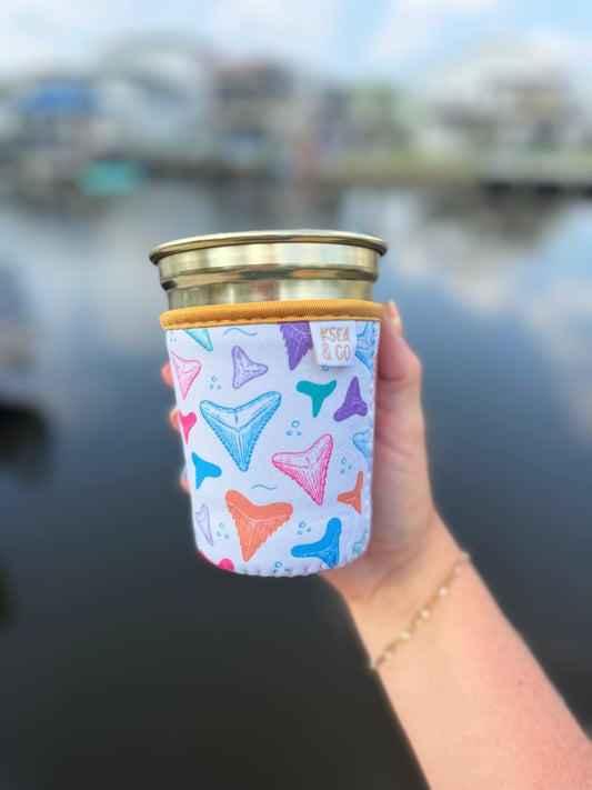 Shark Tooth Colorful Iced Coffee Drink Sleeve