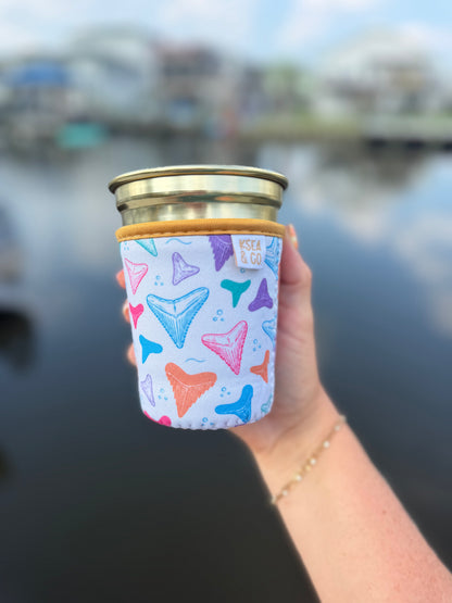 Shark Tooth Colorful Iced Coffee Drink Sleeve