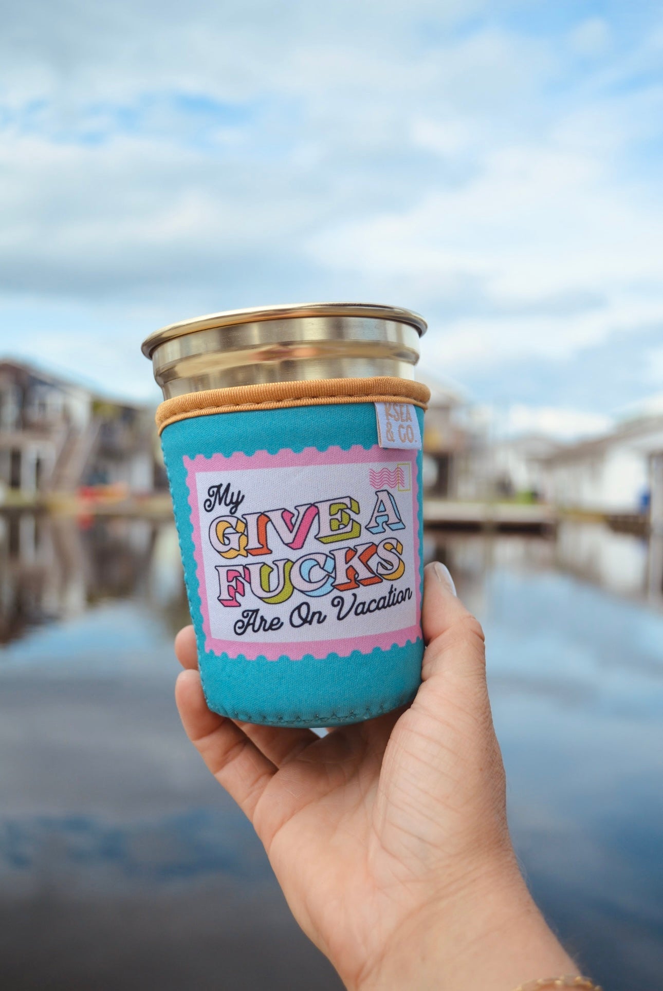 Give a F*cks on Vacation Iced Coffee Drink Sleeve