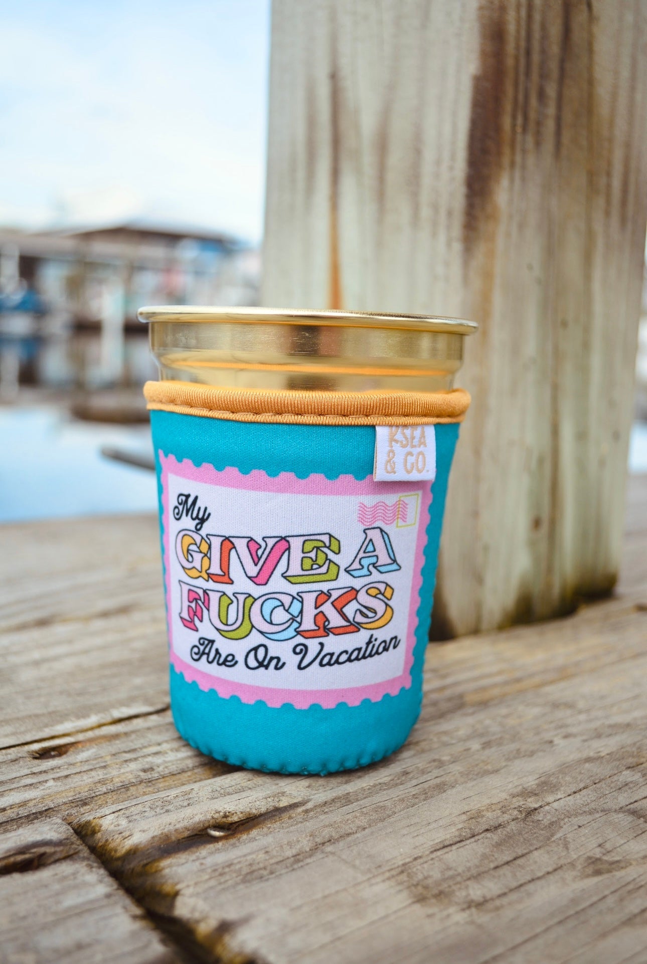 Give a F*cks on Vacation Iced Coffee Drink Sleeve