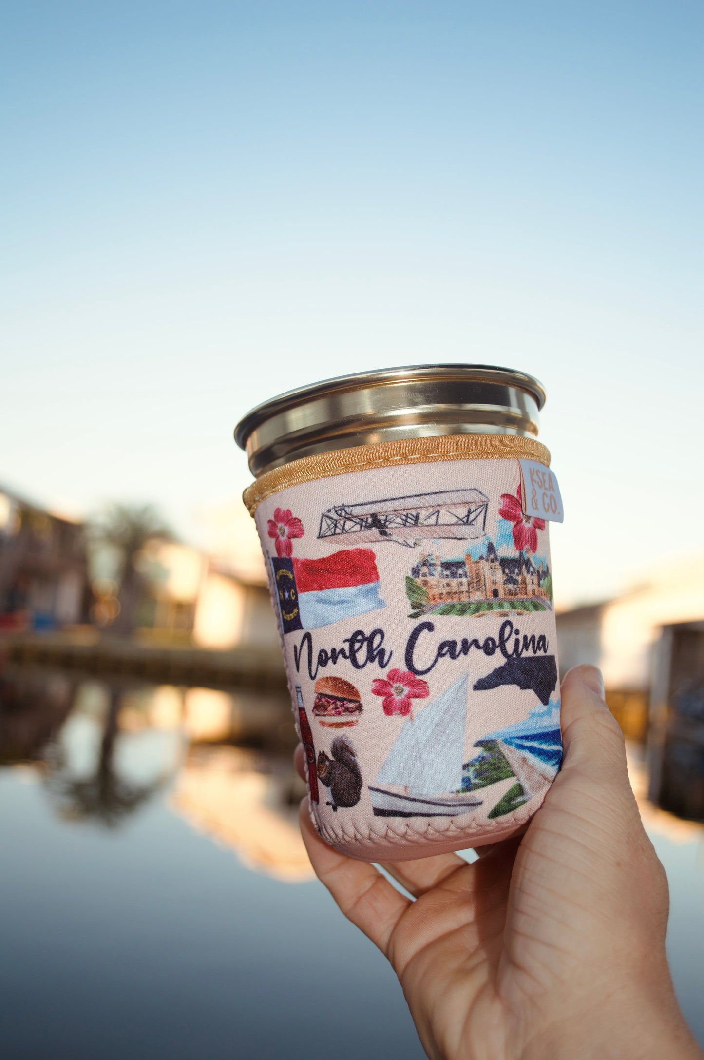 North Carolina Postcard Iced Coffee Drink Sleeve