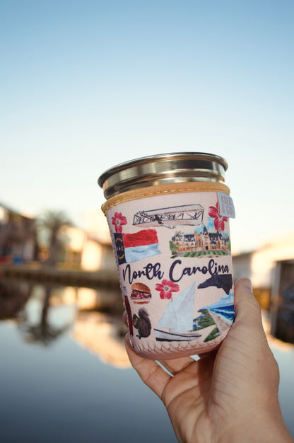 North Carolina Postcard Iced Coffee Drink Sleeve