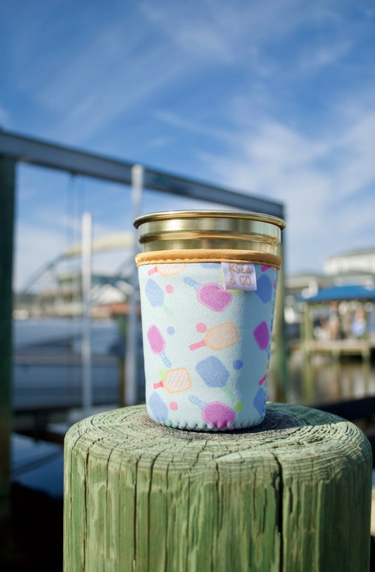 Pastel Pickleball Iced Coffee Drink Sleeve