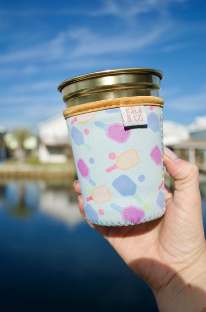 Pastel Pickleball Iced Coffee Drink Sleeve