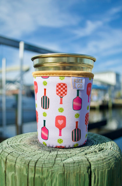 Retro Pickleball Iced Coffee Drink Sleeve