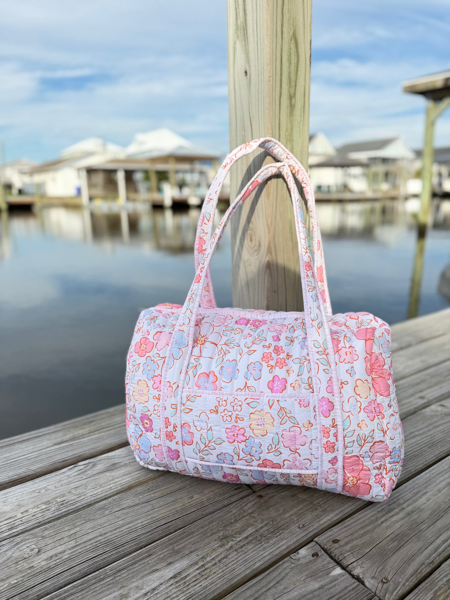 Sweet Peony Quilted Duffle Bags