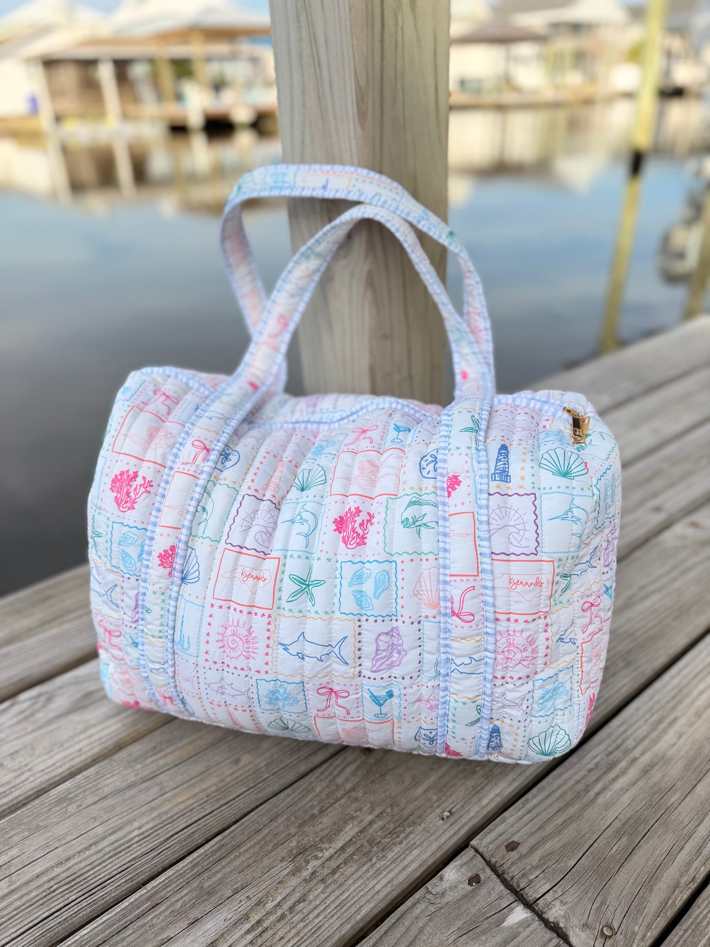 Coastal Chic Quilted Duffle Bags