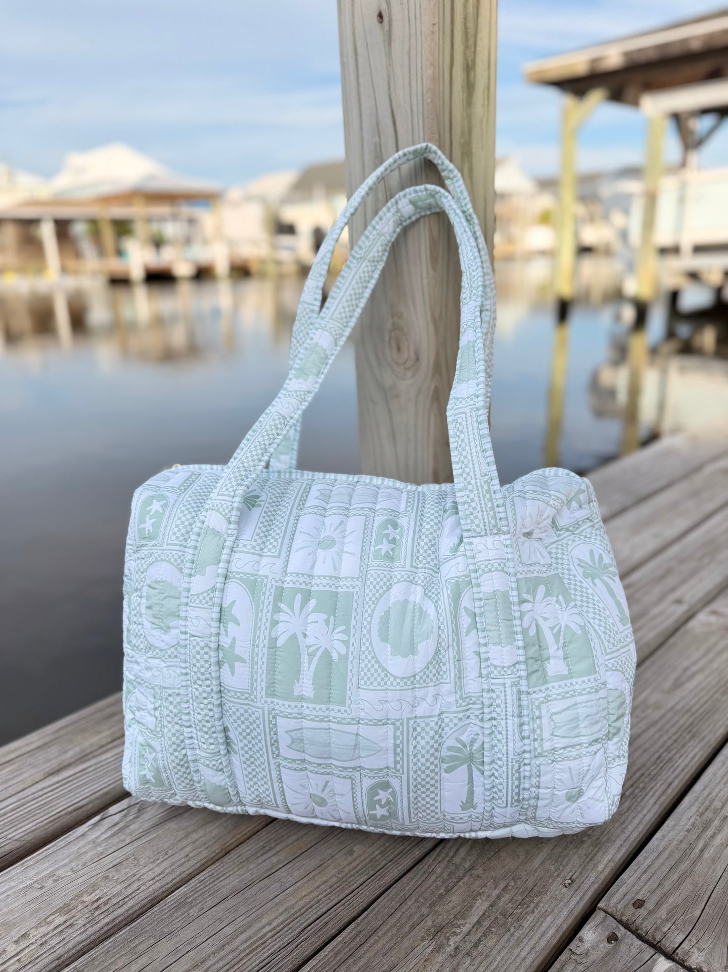 Sage & Sand Quilted Duffle Bags