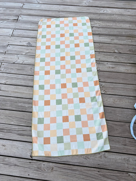 Pastel Checker Recycled Towel - Eco-Friendly