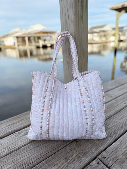 Ivory Tides Quilted Tote Bags