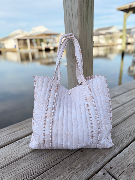 Ivory Tides Quilted Tote Bags