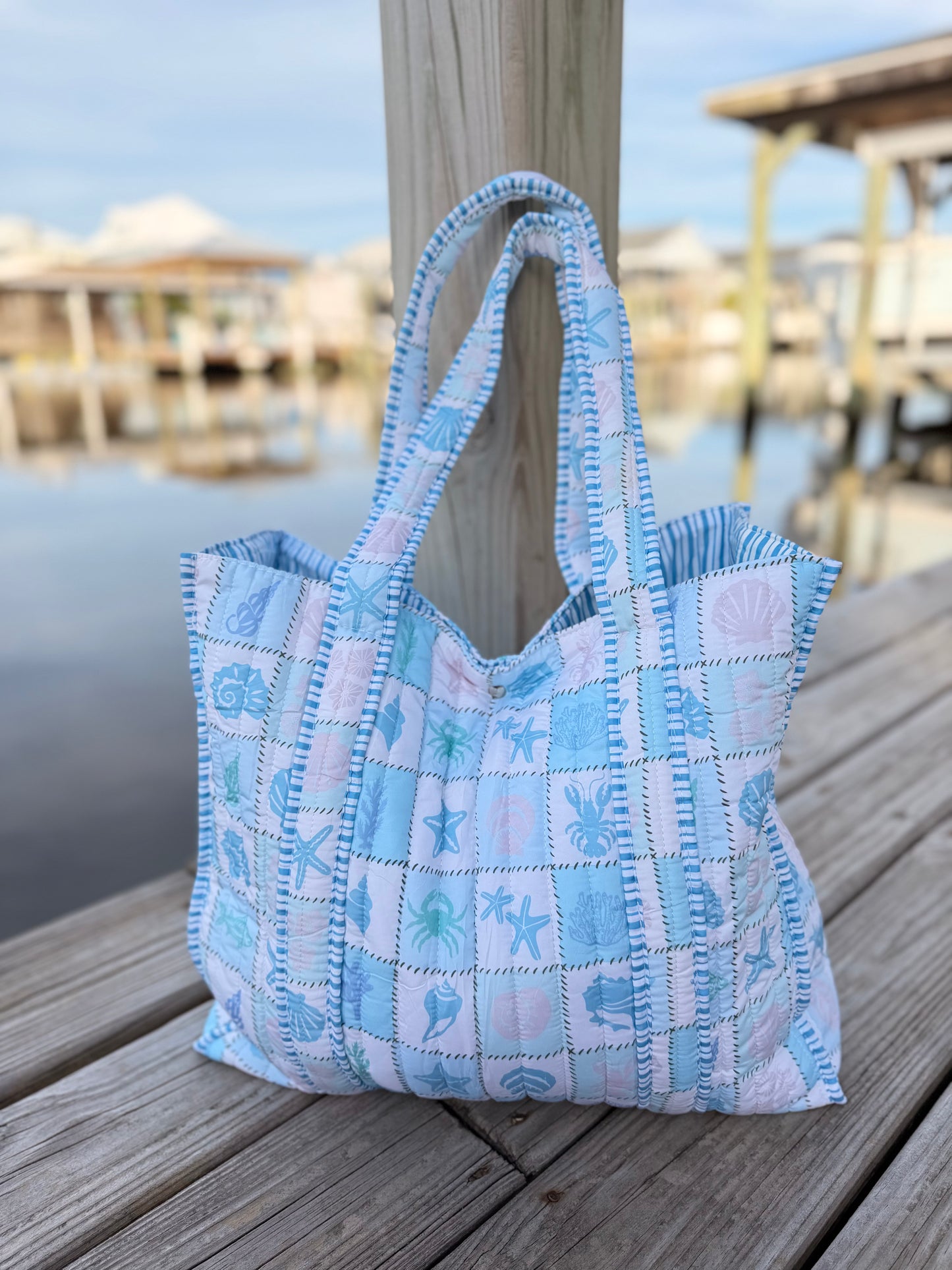 Coastal Quilted Tote Bags