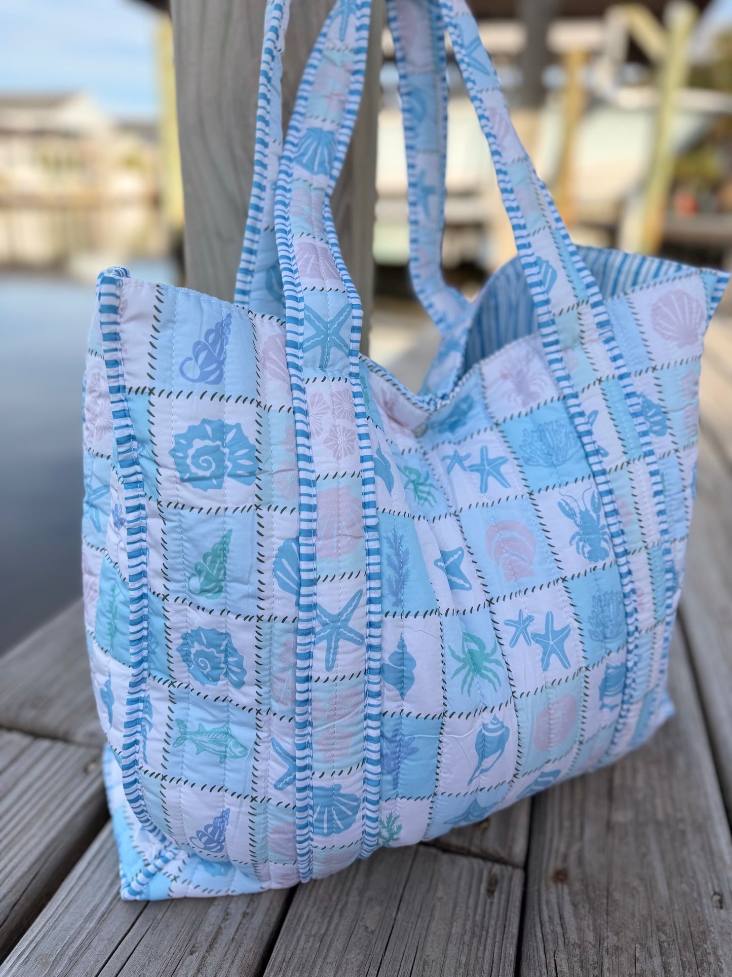 Coastal Quilted Tote Bags