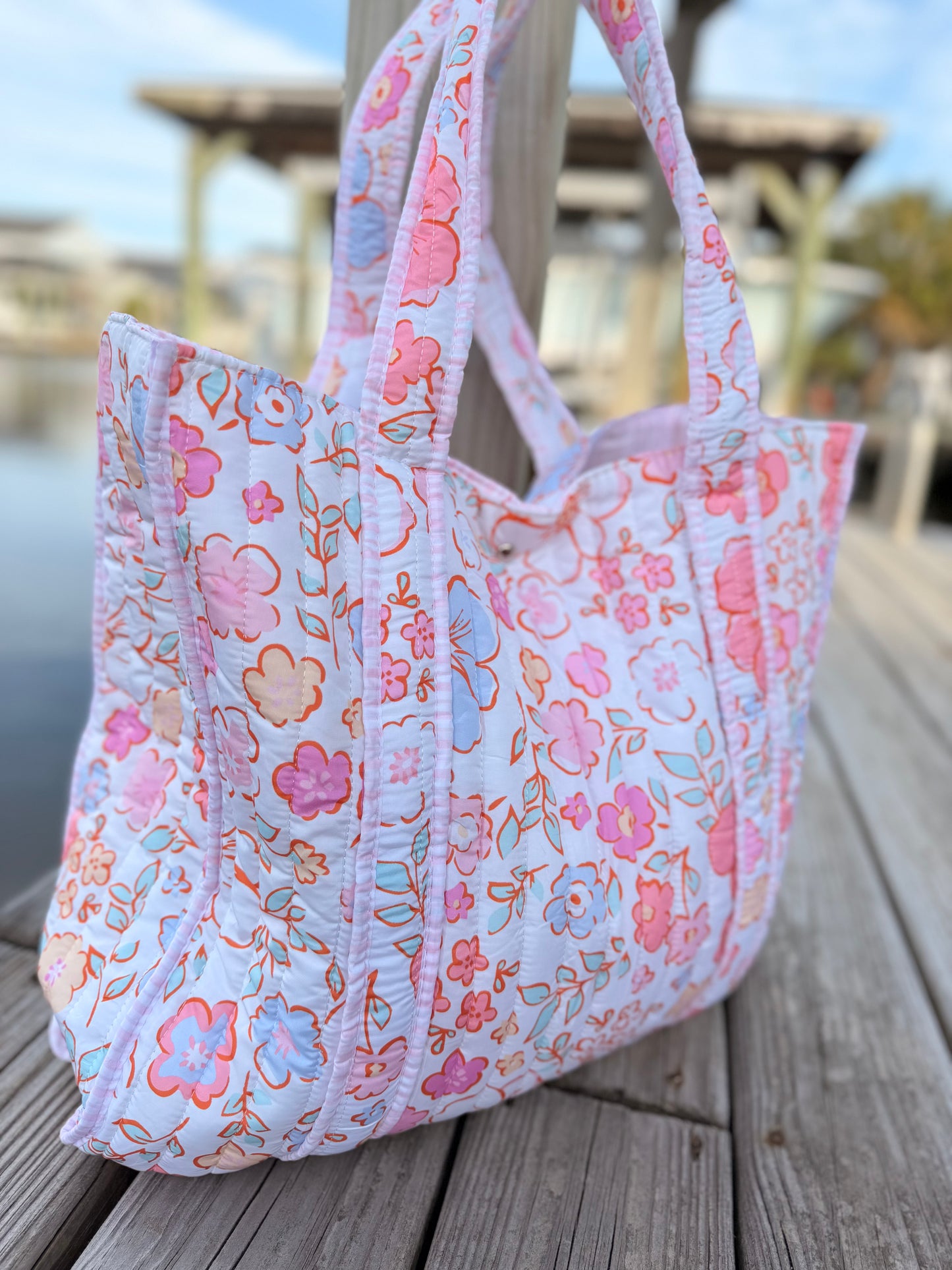 Sweet Peony Quilted Tote Bags
