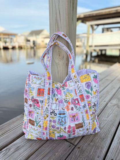 Garden Post Quilted Tote Bags