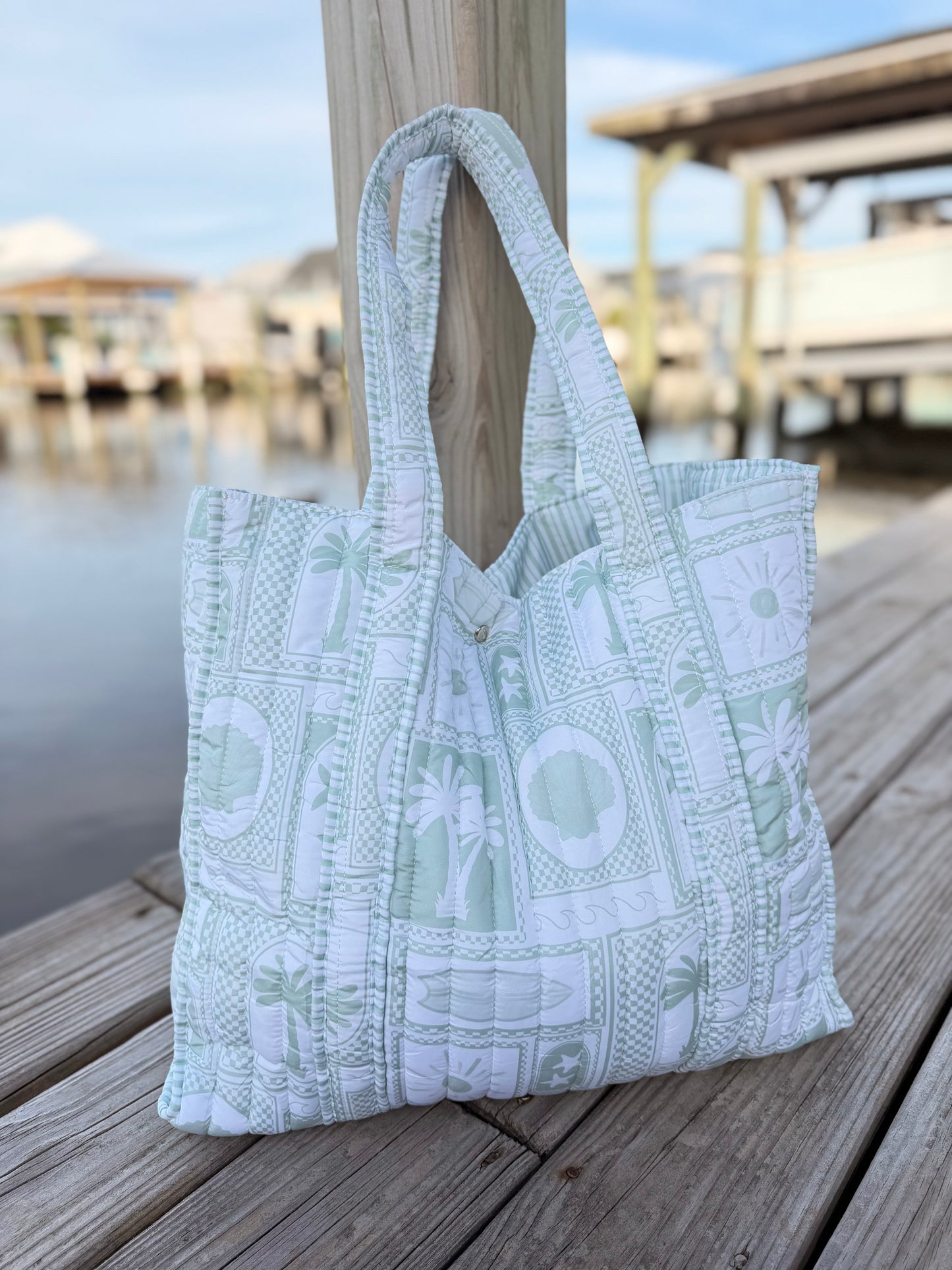 Sage & Sand Quilted Tote Bags