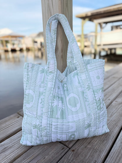 Sage & Sand Quilted Tote Bags