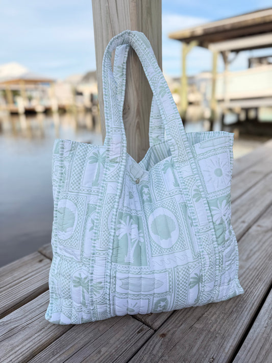 Sage & Sand Quilted Tote Bags