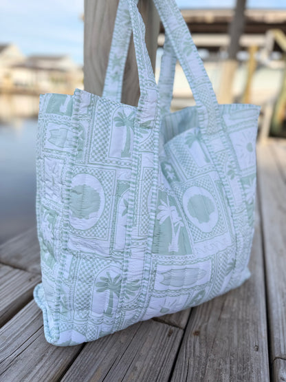 Sage & Sand Quilted Tote Bags