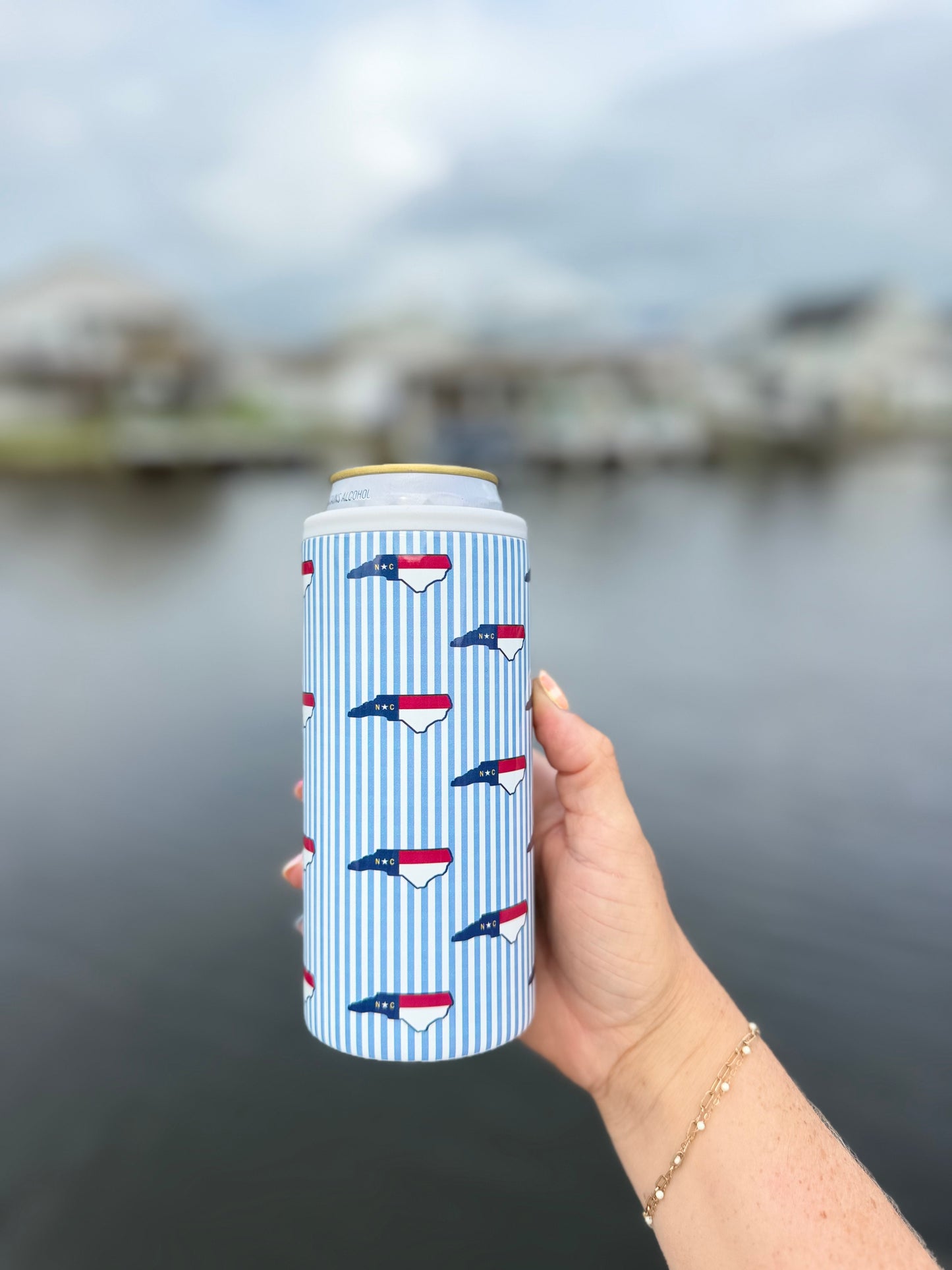 NC Seersucker Can Cooler