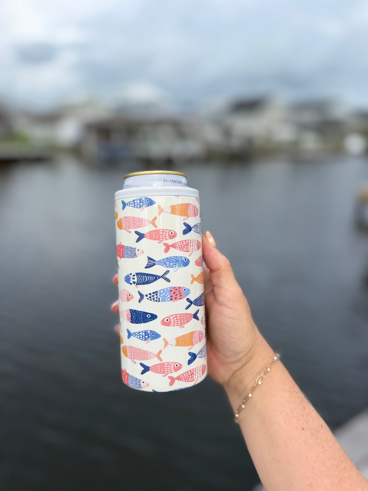 Stitched Sea Can Cooler