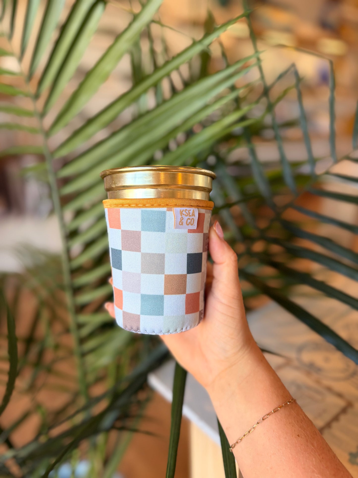 Autumn Checker Iced Coffee Drink Sleeve