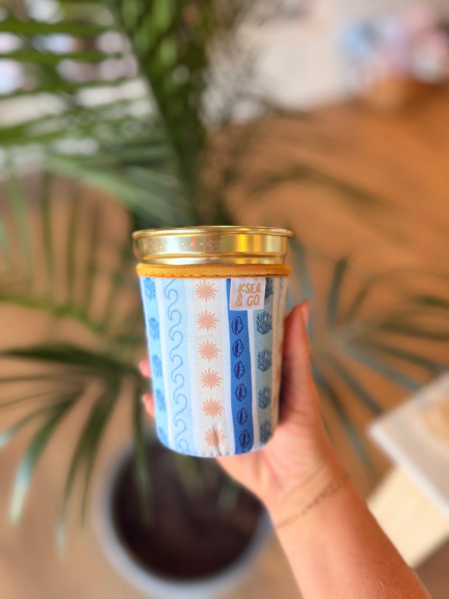 Saltwater Stripe Iced Coffee Drink Sleeve