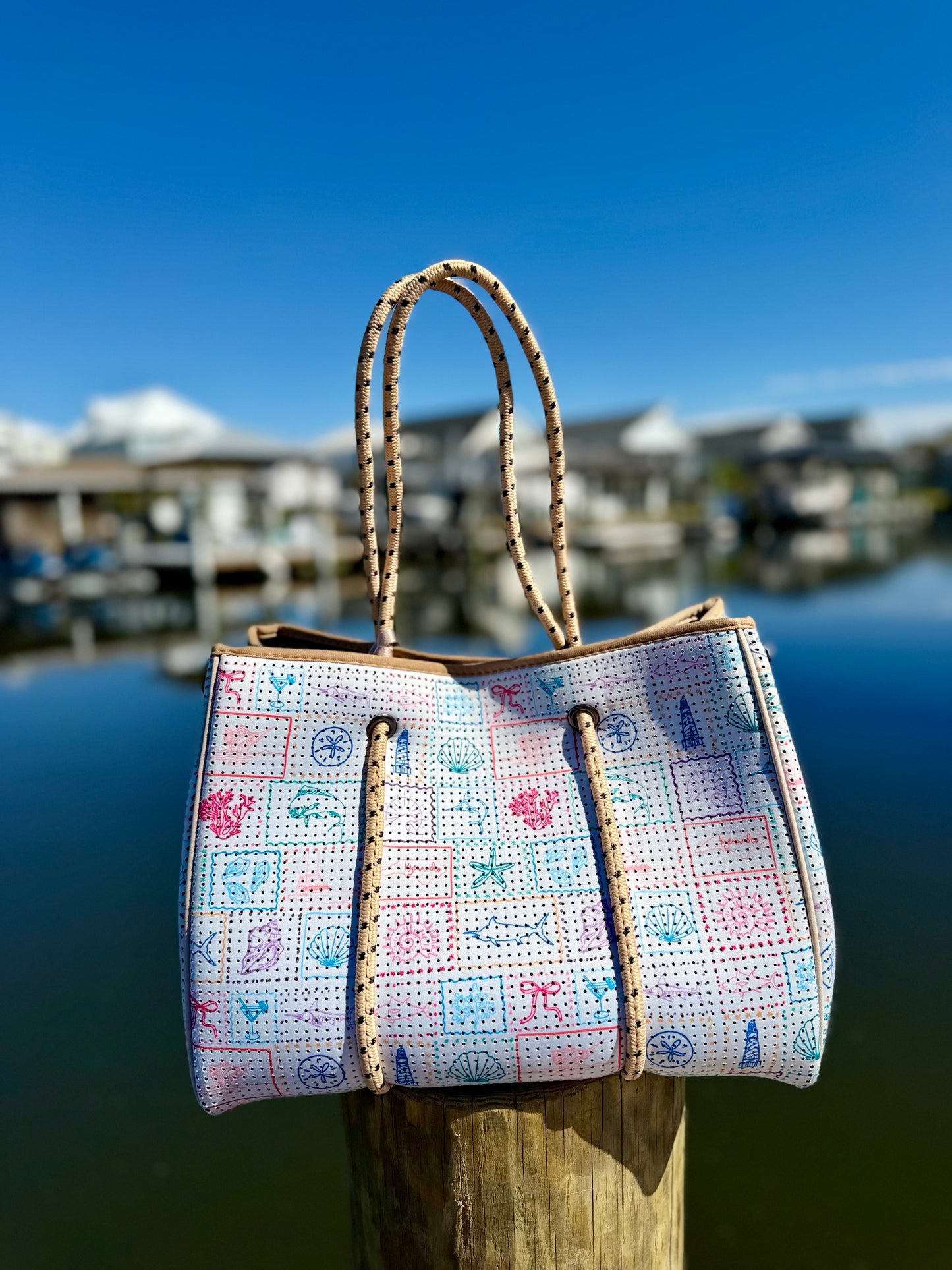Coastal Chic Neoprene Tote Bags