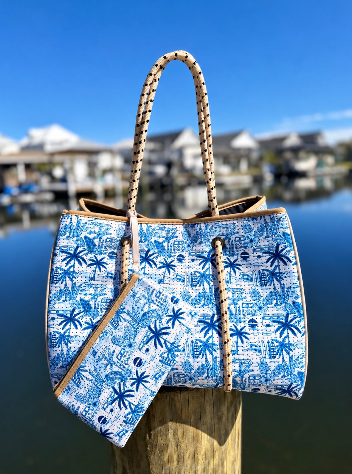Palm Beach Neoprene Tote Bags