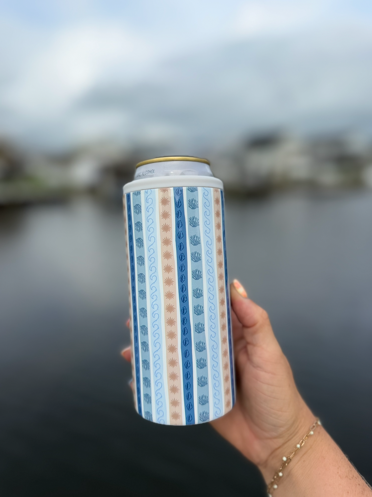 Saltwater Stripes Can Cooler